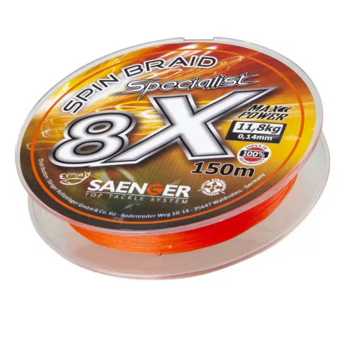 Saenger 8X fonott zsinór narancssárga 0,21mm 
