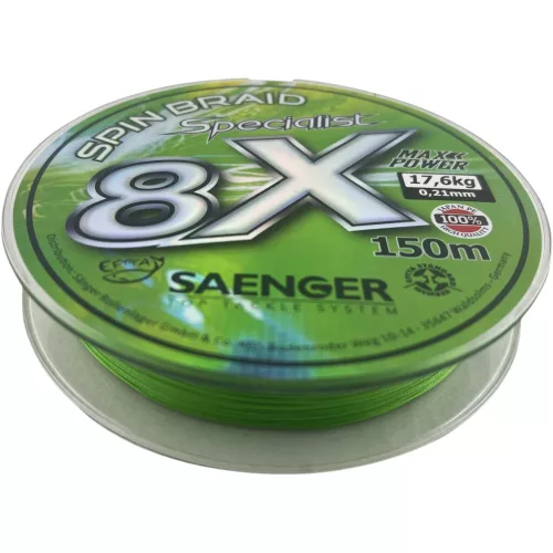 Saenger 8X fonott zsinór zöld színű 0,14mm