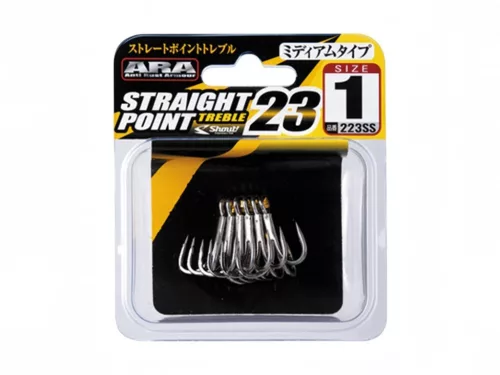 SASAME Straight Point Treble Hook- Egyenes hegyű hármas Horog - 6 méret