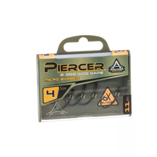 ANACONDA Piercer B-988 Wide Gape C4 Micro Barb - mikroszakállas horog 6-os méret - CarpHunter
