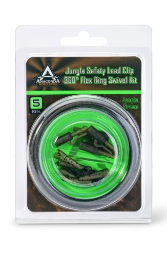 ANACONDA Jungle Gr. Safety Lead Clip 360° Fley Ring Swivel 5 szett / zöld