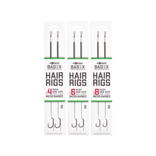 Korda Basix Hair rigs Wide Gape Size 6  18lb  - előkötött horog