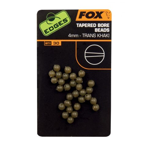 Fox Edges Tapered Bore Beads  - trans khaki -6mm  gumigyöngy kúpos furattal 30db