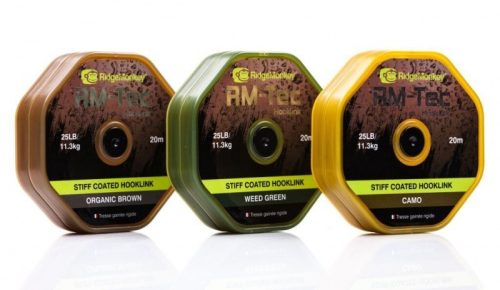 RidgeMonkey RM-Tec Stiff Coated Hooklink előkezsinór 25lb Organic Brown