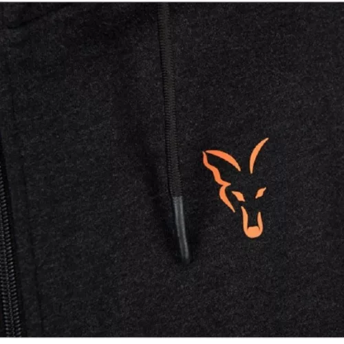 FOX COLLECTION LW HOODY BLACK & ORANGE Size XL - Zippzáras kapucnis pulóver XL méret prémium Fox International horgásztermék.