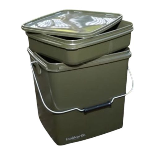 Trakker Olive Square Container - Kocka vödör 13 literes + tálca