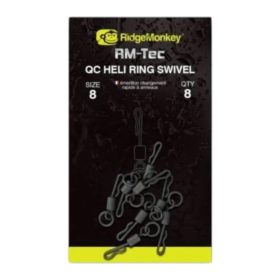   RidgeMonkey RM-Tec QC Heli Ring Swivel karikás gyorskapcsos forgó size 8