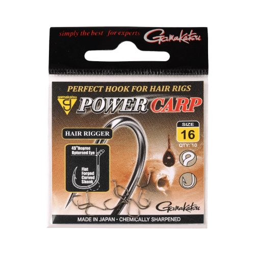 Gamakatsu POWERCARP HAIR RIGGER EYED HOOK - erős horog 10 méret