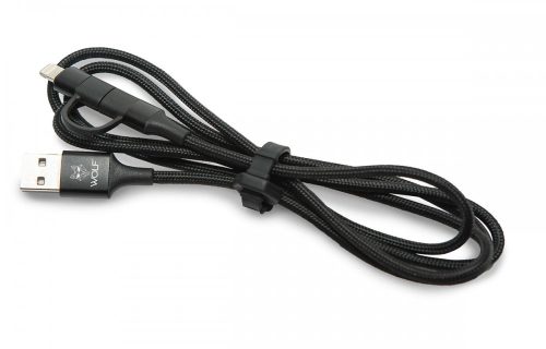 WOLF 2 in 1 Fast Charge Data Cable 1.2m