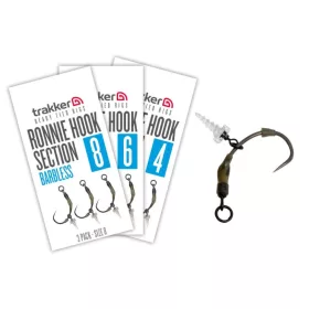 Trakker Ronnie Hook Section Barbless 4 - szakáll nélküli szerelt horog - CarpHunter