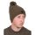 Fox Cable Knit Bobble Hat Khaki- bojtos sapka