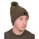 Fox Cable Knit Bobble Hat Khaki- bojtos sapka