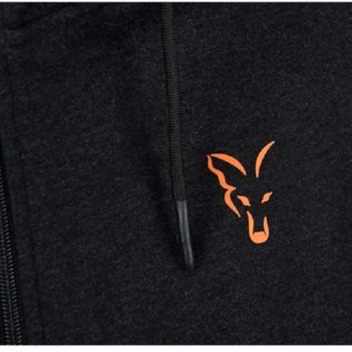 FOX COLLECTION LW HOODY BLACK & ORANGE - Zippzáras kapucnis pulóver