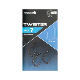 Nash Pinpoint Twister szakállnélküli horog 4 méret