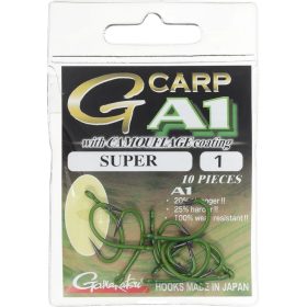   Gamakatsu A1 G-CARP SUPER HOOKS CAMOU Green - Zöld bevonatos horog 2 méret