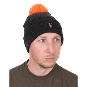 Fox Collection Bobble Hat Black Orange - Bojtos sapka