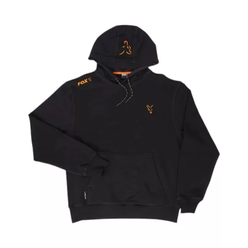 Fox Collection Black/Orange Hoodie XXL - Fekete - Narancs kapucnis pulóver prémium Fox International horgásztermék.