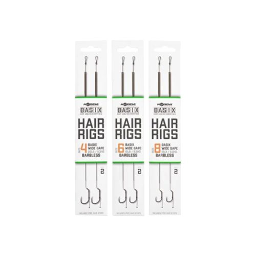 Korda Basix Hair rigs Wide Gape Size 4B  25lb  - szakáll nélküli előkötött horog