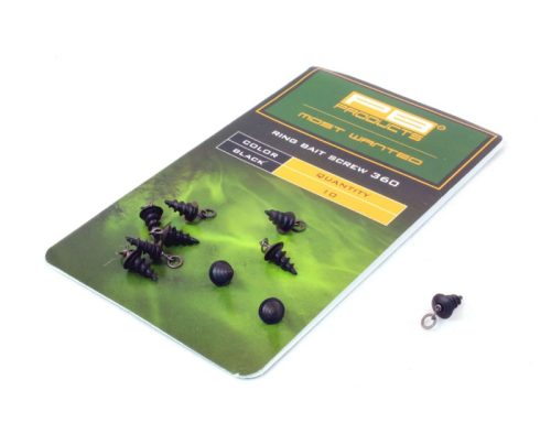 PB Products Ring Bait Screw 360 -  csalirögzítő karikával / fekete