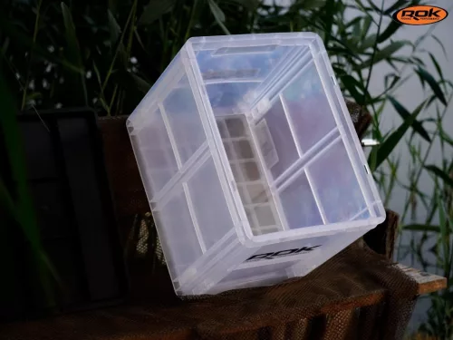 ROK CRATE 433 Set - nagy rekesz tetővel -40cm x 30cm x 32cm - Áttetsző