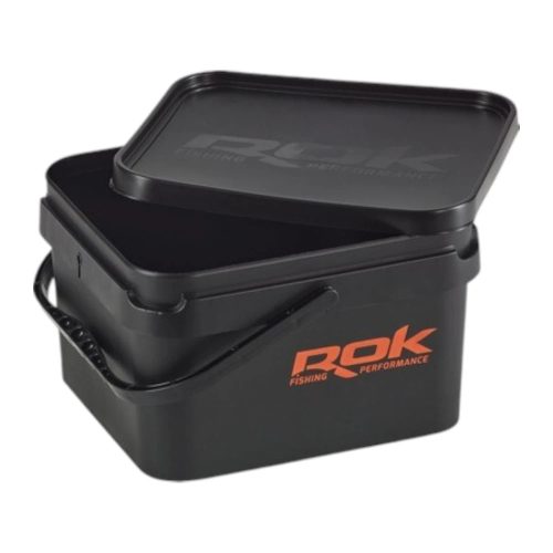 ROK 10 literes szögletes vödör tetővel - Fekete