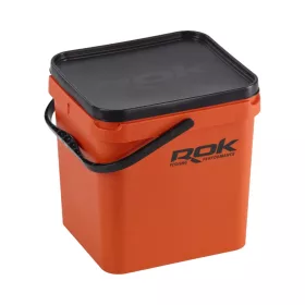 ROK 17 literes szögletes keverő edény fedéllel - SQUARE BUCKET with soft cover - Narancs - CarpHunter
