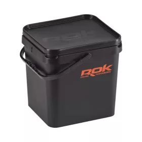 ROK 17 literes szögletes keverő edény fedéllel - SQUARE BUCKET with soft cover - Fekete - CarpHunter