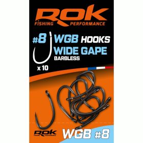   ROK WIDE GAPE Barbless hook - Szakáll nélküli teflon horog 8-as méret