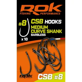 ROK MEDIUM CURVE SHANK Barbless - Szakáll nélküli teflon horog 8-as méret - CarpHunter