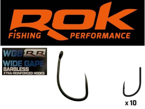 ROK WIDE GAPE BARBLESS XTRA - megerősített Szakáll nélküli horog - 4 - WGB-RR