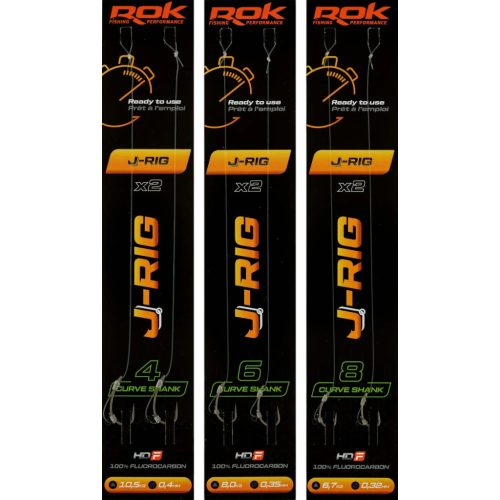 ROK J-RIG Curve Shank - előkötött horog  4 - 0,40mm