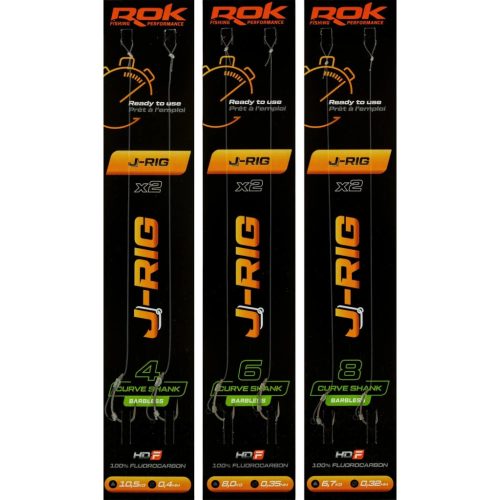 ROK J-RIG Curve Shank Barbless - előkötött szakáll nélküli horog  4 - 0,40mm