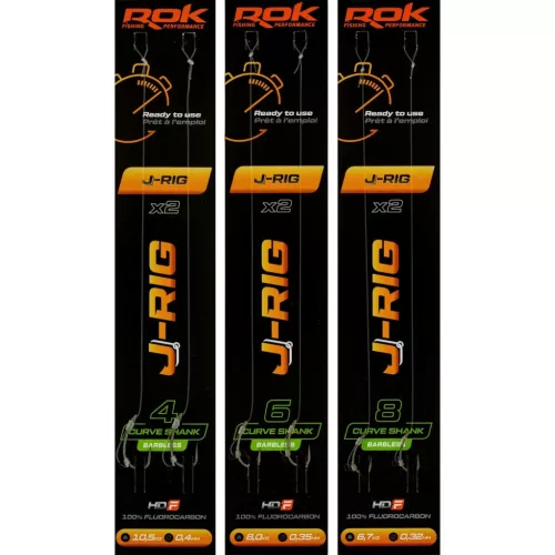 ROK J-RIG Curve Shank Barbless - előkötött szakáll nélküli horog  4 - 0,40mm - CarpHunter