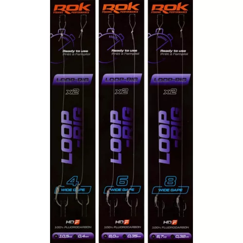 ROK LOOP RIG Wide Gape - előkötött horog  4 - 0,40mm - CarpHunter