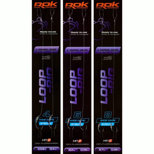 ROK LOOP RIG Wide Gape Barbless - előkötött szakáll nélküli horog  4 - 0,40mm