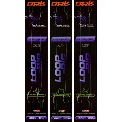 ROK LOOP RIG Curve Shank - előkötött horog  4 - 0,40mm