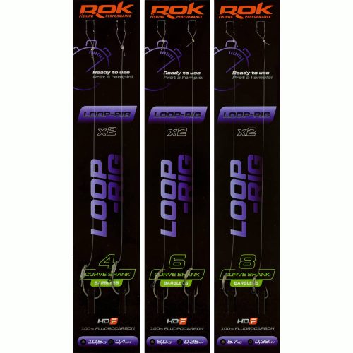 ROK LOOP RIG Curve Shank Barbless - előkötött szakáll nélküli horog  4 - 0,40mm