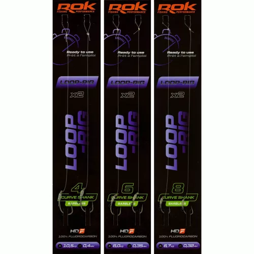 ROK LOOP RIG Curve Shank Barbless - előkötött szakáll nélküli horog  4 - 0,40mm - CarpHunter