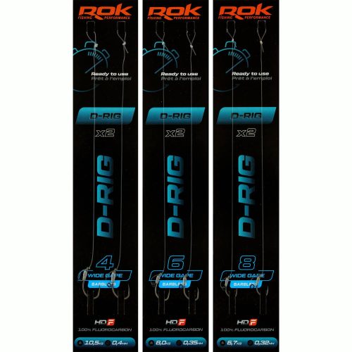 ROK D-RIG Wide Gape Barbless - előkötött szakáll nélküli horog  4 - 0,40mm