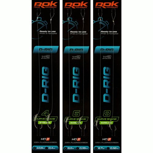 ROK D-RIG Curve Shank Barbless - előkötött szakáll nélküli horog  4 - 0,40mm