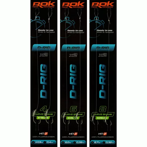 ROK D-RIG Curve Shank Barbless - előkötött szakáll nélküli horog  4 - 0,40mm - CarpHunter