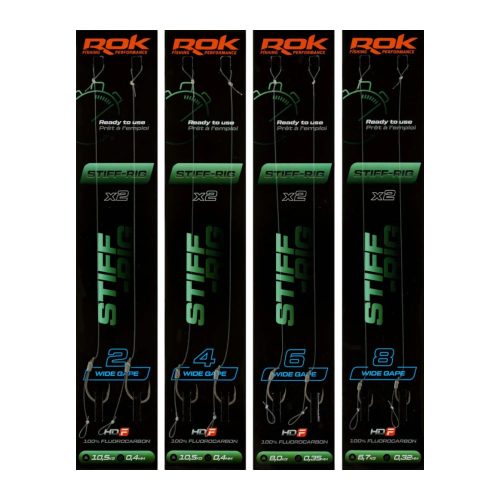 ROK STIFF RIG Wide Gape - előkötött horog  2 - 0,40mm