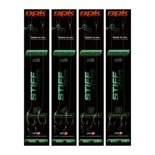 ROK STIFF RIG Curve Shank -  előkötött horog  2 - 0,40mm