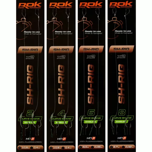 ROK SH-RIG Curve Shank Barbless - előkötött szakáll nélküli horog  2 - 0,40mm - CarpHunter
