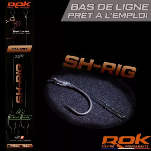 ROK SH-RIG Curve Shank Barbless - előkötött szakáll nélküli horog  2 - 0,40mm - CarpHunter