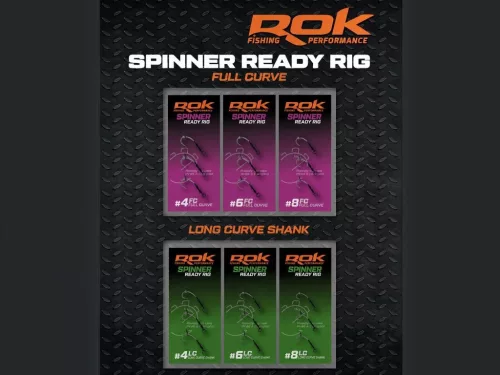 ROK SPINNER-RIG LONG CURVE SHANK - 3db/csomag - előkötött horog - 4 - Szakáll nélküli
