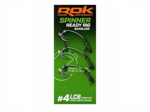 ROK SPINNER-RIG LONG CURVE SHANK - 3db/csomag - előkötött horog - 4 - Szakáll nélküli