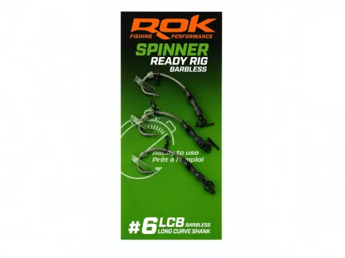 ROK SPINNER-RIG LONG CURVE SHANK - 3db/csomag - előkötött horog - 6 - Szakáll nélküli