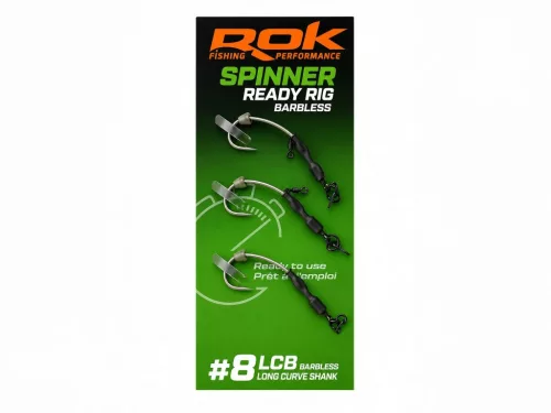 ROK SPINNER-RIG LONG CURVE SHANK - 3db/csomag - előkötött horog - 8 - Szakáll nélküli